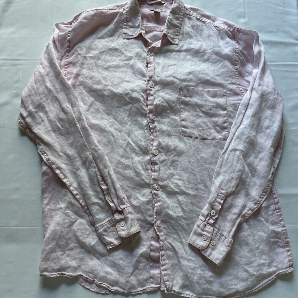 Martin Gordon Shirt Mens XXL Pink 100% Linen Long Sleeve Button Down Casual